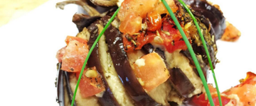 Baby Eggplant Stuffed with Hummus and Tomatoes
