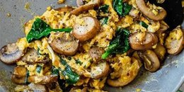 Mushroom Spinach Parmesan Scrambled Eggs &  Toast