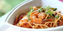 Spaghetti with Prawns, Pesto, and Pistachios