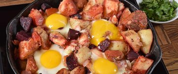 Beet Hash with Eggs