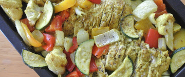Curry & Yogurt Chicken with Roasted Vegetables
