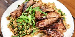 Flank Steak with Cauliflower Rice & Mustard Greens