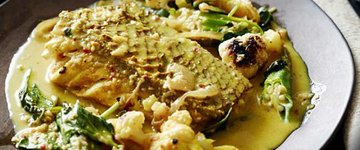 Curried Fish With Roasted Cauliflower and Okra