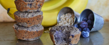 4-Ingredient Blueberry Banana Muffins