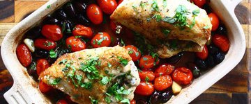Roasted Chicken with Tomatoes, Olives & Herbs