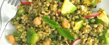 Freekeh Lentil Salad with Chickpeas & Avocado