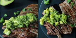 Grilled Flank Steak with Avocado Chimichurri Sauce