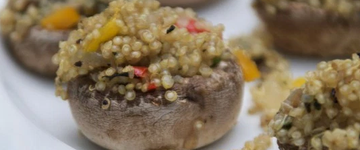 Spicy Vegan Quinoa Stuffed Mushrooms