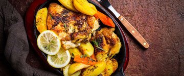 Roasted Chicken with Lemony Bombay Potatoes