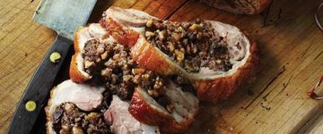 Roast Duck Stuffed with Barley, Figs & Hazelnuts
