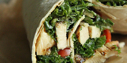 Kale Caesar Salad with Grilled Chicken Wrap