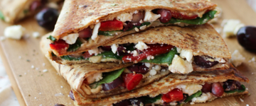 Hummus Quesadilla with Pomegranate & Feta