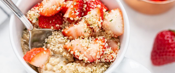High Protein Sunbutter Oatmeal with Strawberries