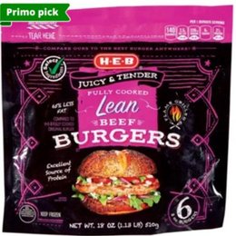 H-E-B Fully Cooked Lean Beef Burgers