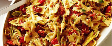 Farfalle with Artichokes, Peppers, and Almonds