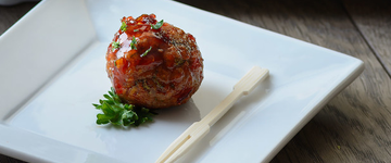 Baked Turkey Meatballs % Spicy Brown Sugar Glaze