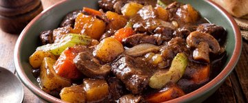 Beef Stew with Turnip, Mushrooms, and Potatoes