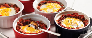 Mexican Baked Eggs on Black Beans