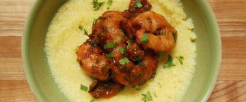 Shrimp With Tomato Wine Sauce & Polenta