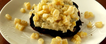 Grilled Portobello Mushrooms, Bean Puree & Corn