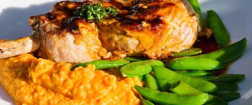Pork Chops With Mashed Parsnips & Green Beans