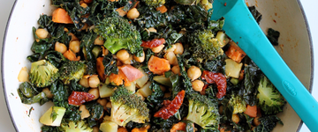 Broccoli Kale and Chickpea Stir-fry