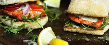 Salmon Salad Sandwiches on Ciabatta 
