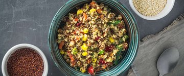 Red Quinoa Pilaf with Kale and Corn