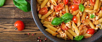 Pasta with Sausage, Beans & Mustard Greens