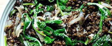 Black Lentils with Spinach ( no oils )