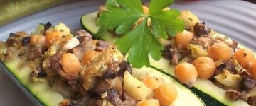 Zucchini with Chickpea and Mushroom Stuffing 