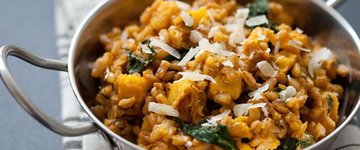 Farro Risotto with Acorn Squash and Kale