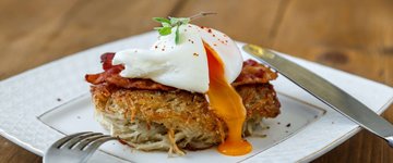 Potato Hash Bowl with Poached Egg, Avocado & Salsa
