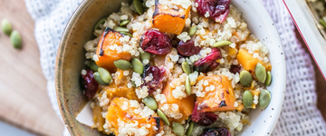 Roasted Cranberry & Sweet Potato Quinoa Salad