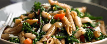 Penne with Garlicky Greens and Beans