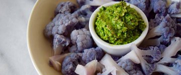 Purple Cauliflower with Parsley Pesto 
