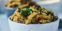 Vegan Cashew Pesto Chickpea Pasta