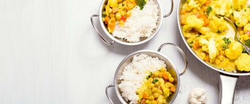 Indian-Spiced Potatoes, Chickpeas and Cauliflower