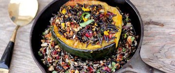 Roasted Acorn Squash & Wild Rice (Crockpot)