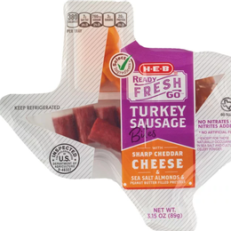 H‑E‑B Ready Fresh Go! Turkey Sausage Bites w/Sharp Cheddar Cheese Snack