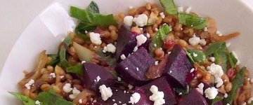 Farro Salad with Mushrooms, Beets & Spring Greens