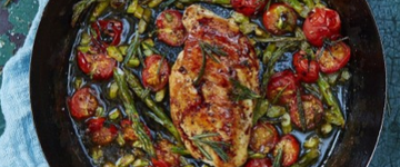 Roasted Chicken with Cherry Tomatoes & Asparagus