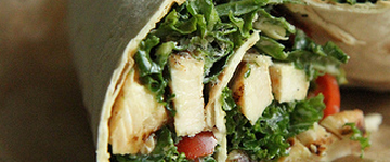 Kale Caesar Salad with Grilled Chicken Wrap
