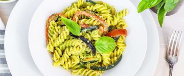 Lemon Basil Pesto Salad with Roasted Red Peppers