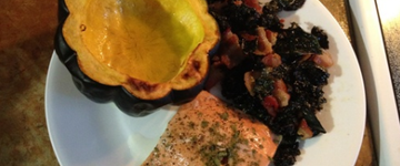 Lemon Salmon and Bacon Greens