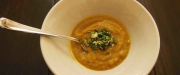 Kabocha Squash Soup With Cilantro Chutney