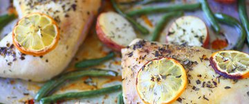 Lemon Chicken with Green Beans & Roasted Potatoes