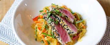 Tuna Steak with Spaghetti Squash Pancakes