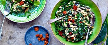Goldenberry Kale Salad with Tahini Dressing
