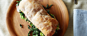 Avocado and Marinated Kale Salad Sandwich